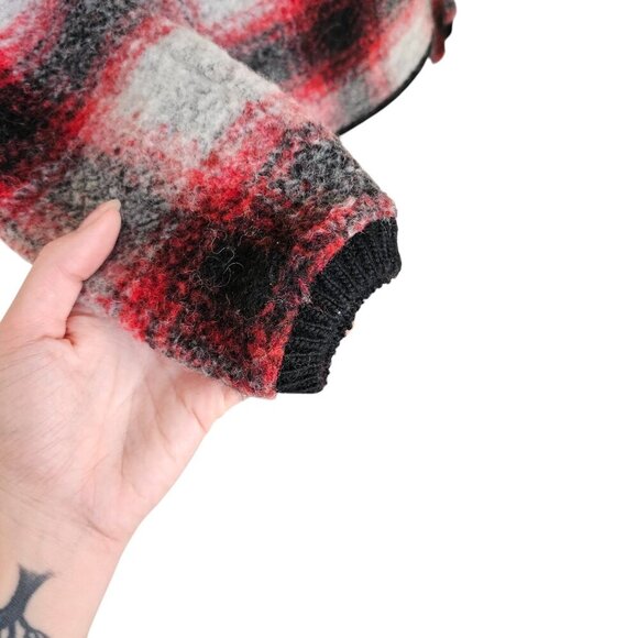 Scotch & Soda Wool, Needle and Passion Red Black Plaid Sweater Sz S P - Picture 4 of 11